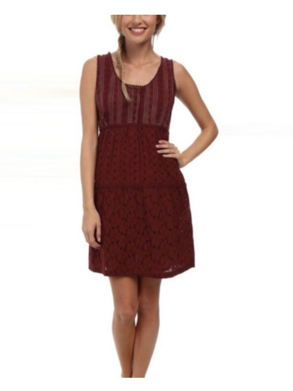 Prana Burgundy Sleeveless Mini Dress
